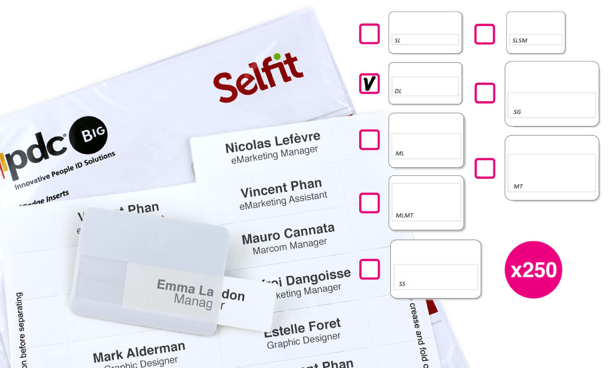 Inserto Selfit due linee, 70 x 18 mm, Bianco, 250 Inserti