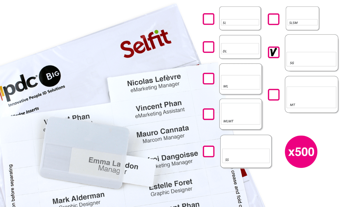Inserto Selfit Grande, 95 x 24 mm, Bianco, 500 Inserti