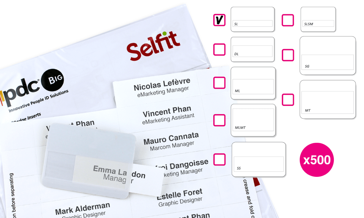 Inserto Selfit una linea, 70 x 12 mm, Bianco, 500 Inserti