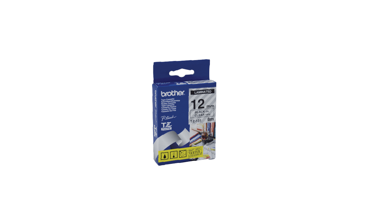 Nastri Brother P-touch, 12 mm, Nero su nastro trasparente