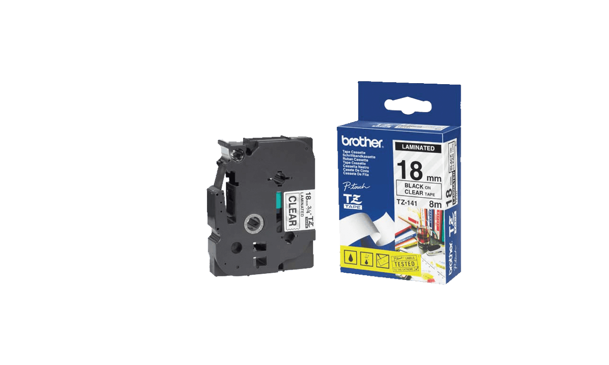 Nastri Brother P-touch, 18 mm, Nero su nastro trasparente