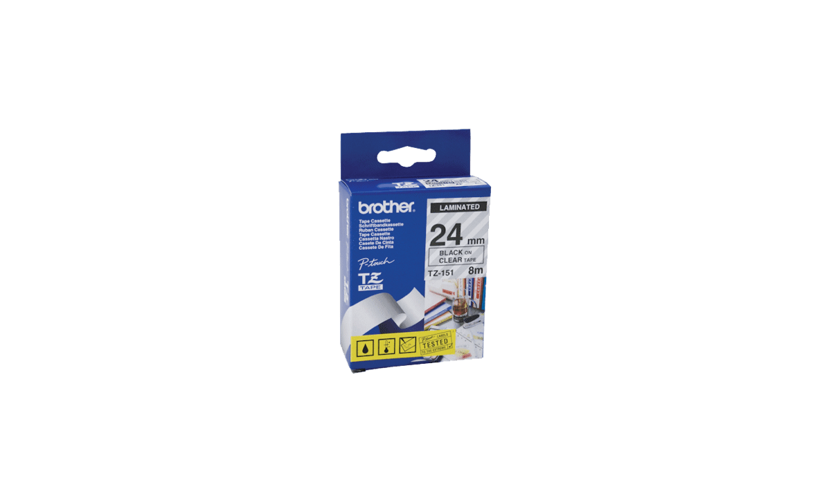 Nastri Brother P-touch, 24 mm, Nero su nastro trasparente