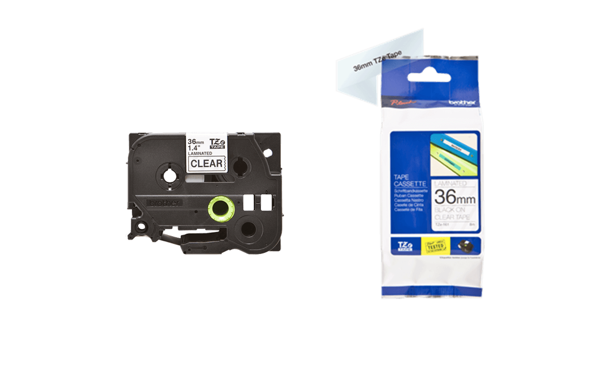 Nastri Brother P-touch, 36 mm, Nero su nastro trasparente