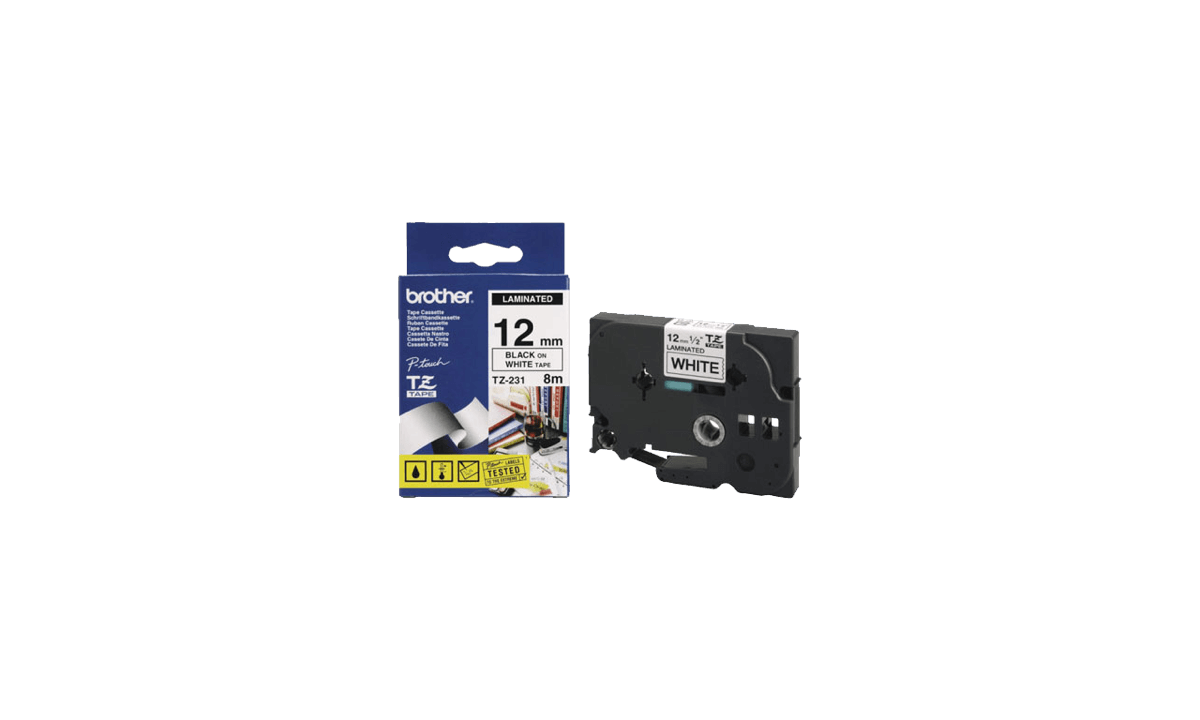 Nastri Brother P-touch, 12 mm, Nero su nastro bianco