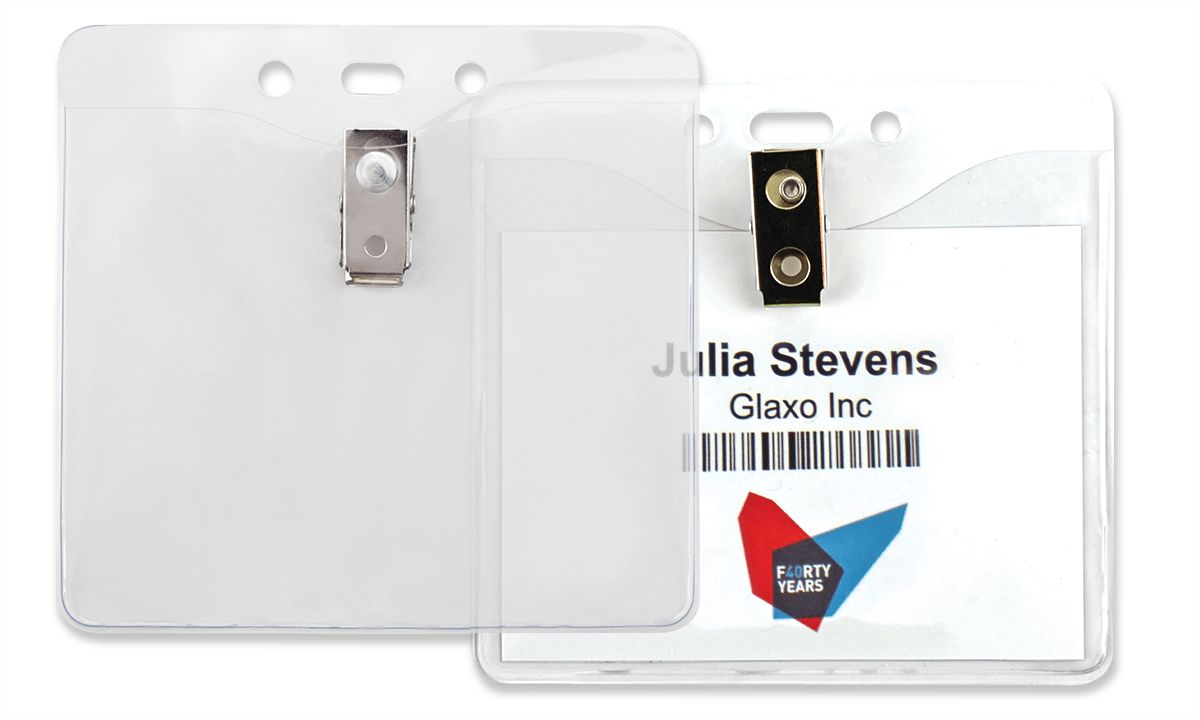Portabadge in vinile con clip - inserto dim. 99 x 84 mm