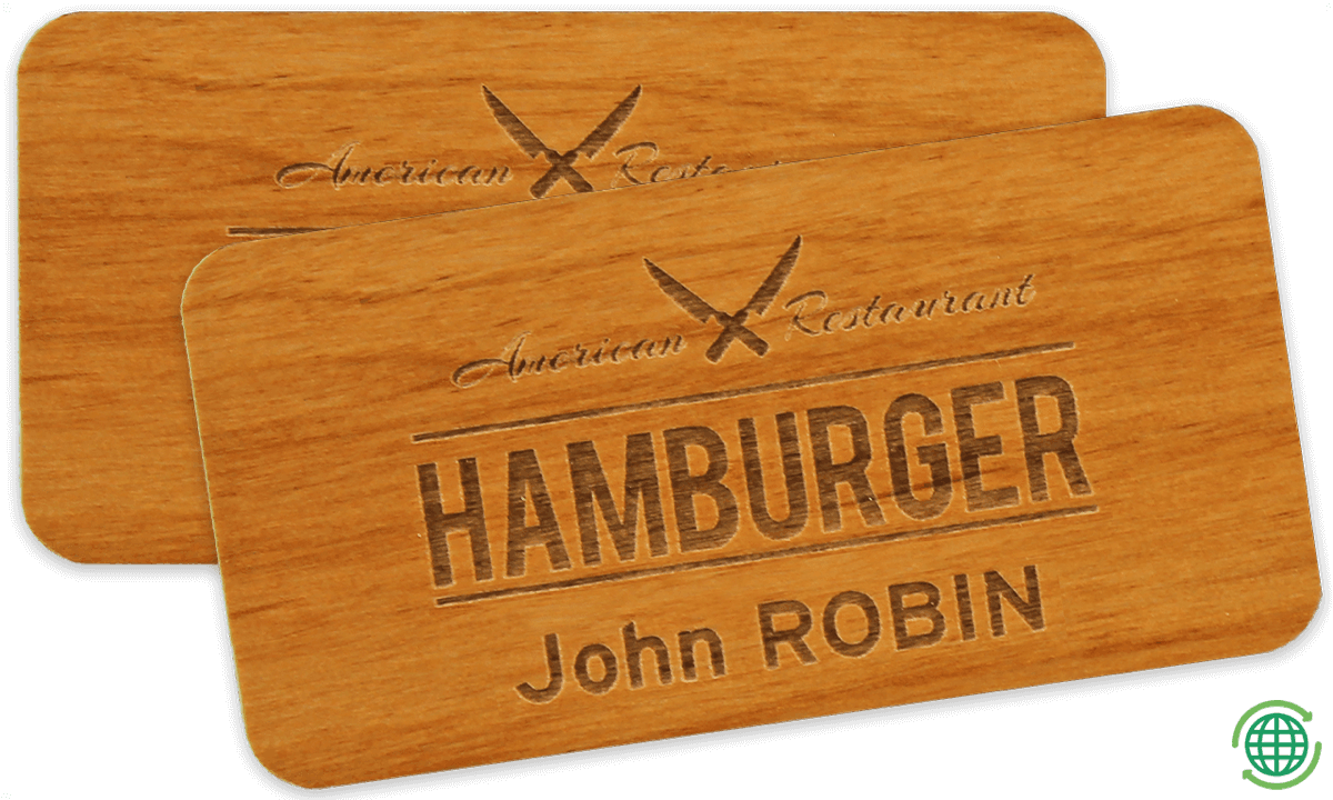 Badge Impress in Legno, 75 X 38 mm
