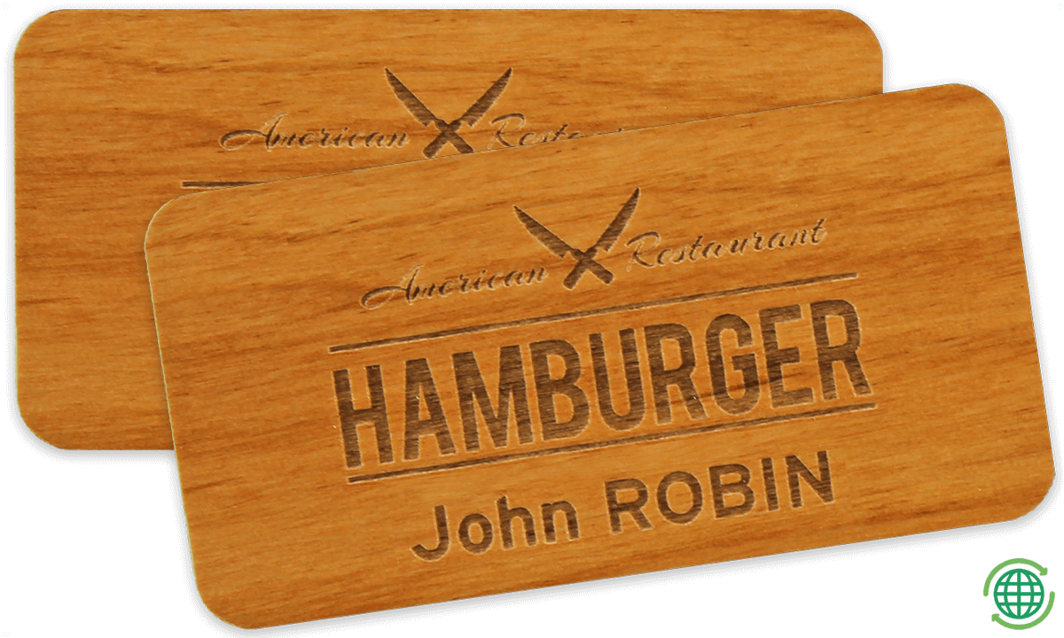 Badge Impress in Legno, 75 X 38 mm
