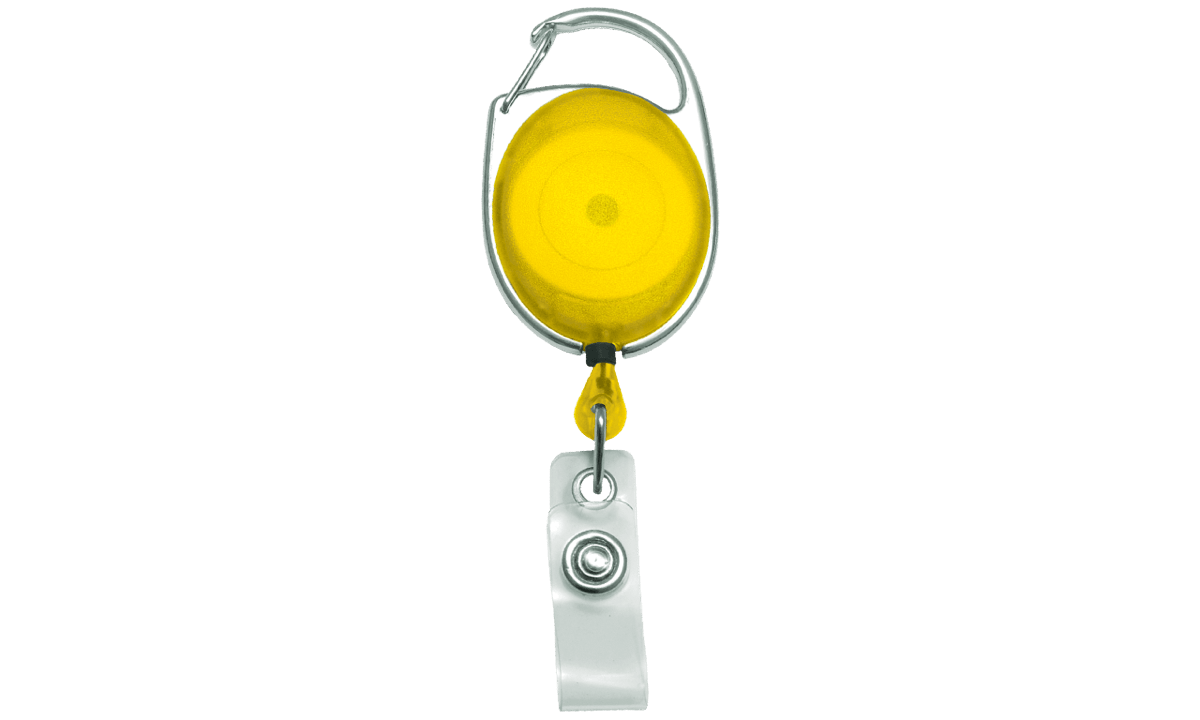 Portabadge avvolgibile con moschettone, giallo