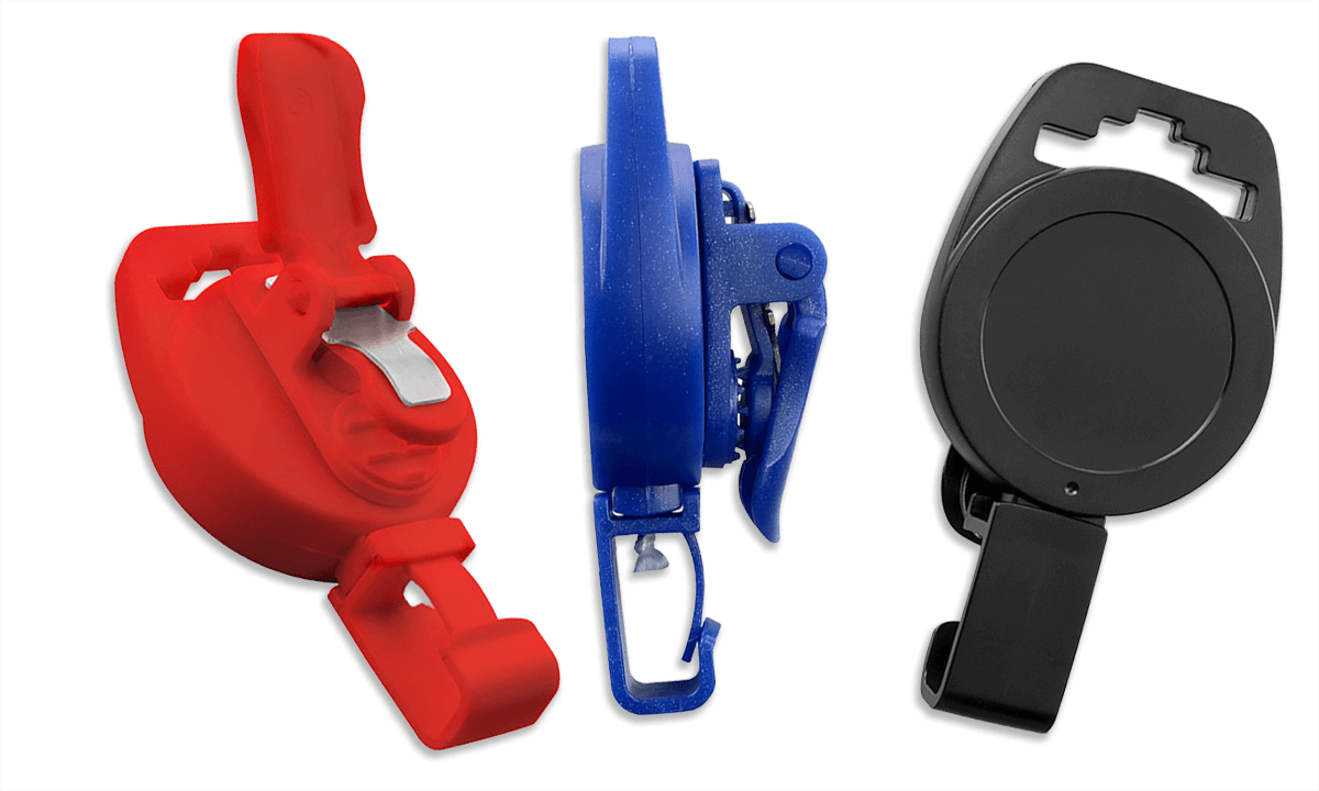 Portabadge avvolgibile non magnetico con clip di plastica
