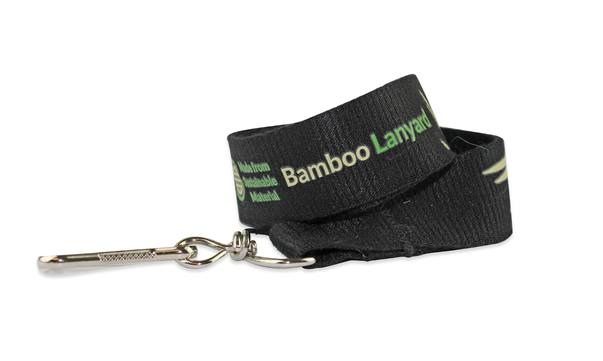 Laccetti portabadge in bambù personalizzati di 25 mm - 1 colore di stampa