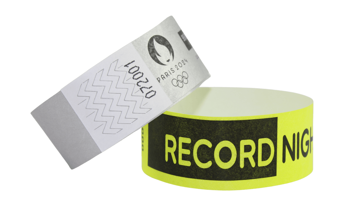 Braccialetti in Tyvek personalizzabili con stampa in nero 25 mm