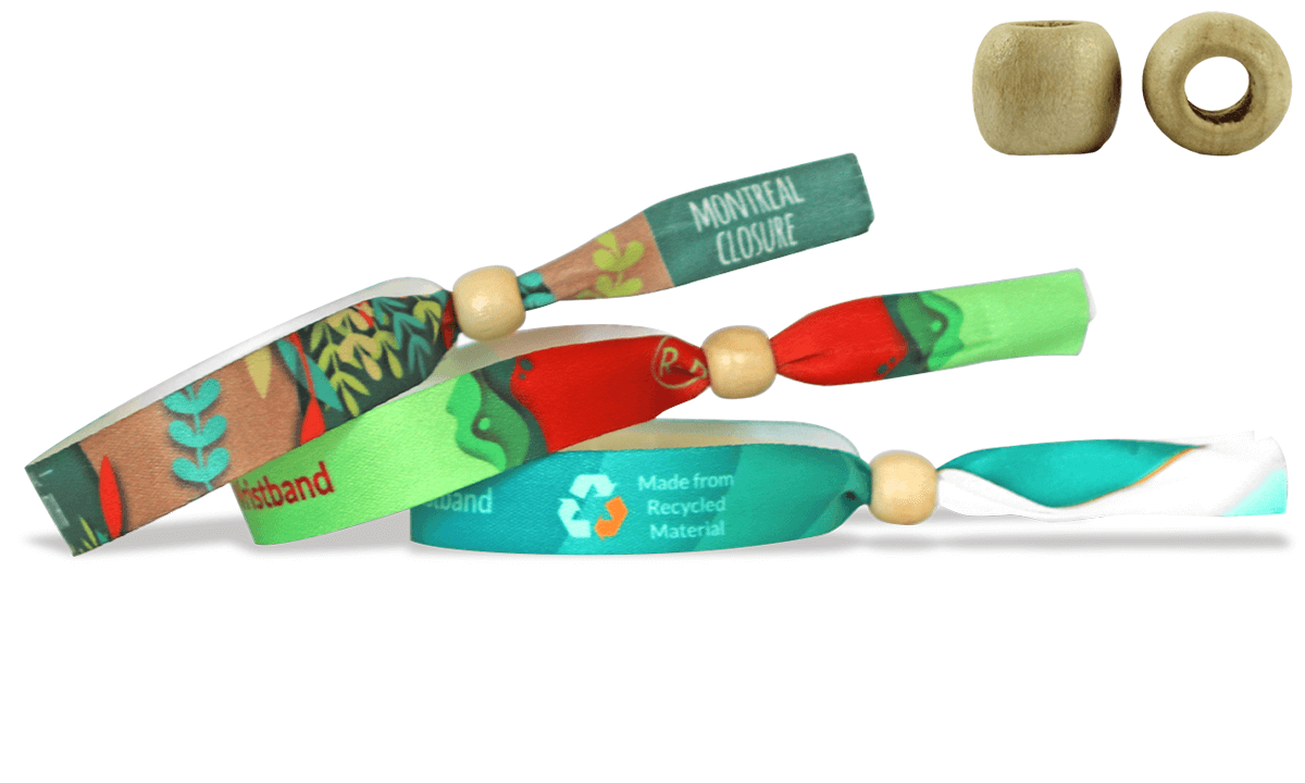 Braccialetti di raso RICICLATO con chiusura in legno riutilizzabile (Montreal)