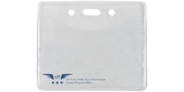 Portabadge personalizzabile in vinile con parte posteriore tramata - Dimensioni di una carta di credito (CR80)