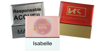 Targhetta portanome Premium 50 x 50 mm, riutilizzabile con etichetta adesiva da 18 mm