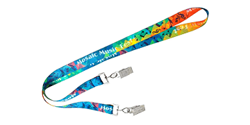 Laccetti porta badge personalizzati di 25 mm con doppio attaco - Effetto raso - Stampa in quadricomia
