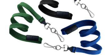 Laccetti porta badge tubolari di 10 mm con gancio metallico girevole e clip di sicurezza