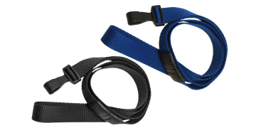 Laccetti porta badge piatti di 15 mm con gancio di plastica e clip di sicurezza