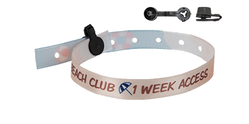 Braccialetti in tessuto Effetto Raso personalizzabili 10mm,"speciali per campeggi", chiusura Nice
