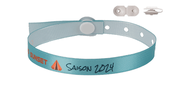 Braccialetti in tessuto effetto raso personalizzabili 10mm,"speciali per campeggi", chiusura St Tropez