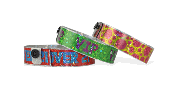 Braccialetti olografici personalizzabili con stampa fotografica 19 mm effetto "liquid glitter"