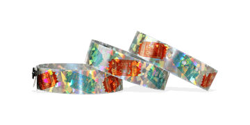 Braccialetti olografici personalizzabili con stampa fotografica 19 mm effetto "confetti"