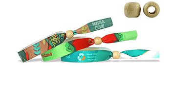 Braccialetti di raso RICICLATO con chiusura in legno riutilizzabile (Montreal)