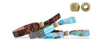 Braccialetti in tessuto Ricamato personalizzabili, chiusura riutilizzabile in legno, Montreal